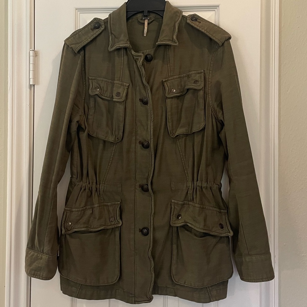 Free People jacket Army Green 100% cotton size XS